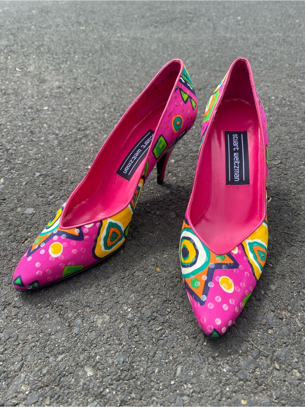 EUC Abstract Colorful True Vintage 1980s Stuart Weitzman Painted Pumps
